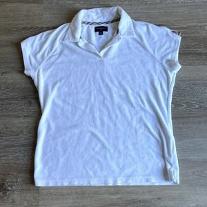 Burberry Golf Women's White Terry Cloth Polo Medium Short Sleeve